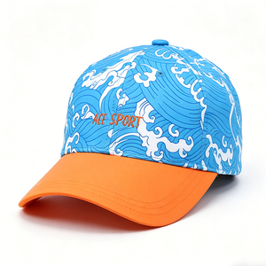 Casquette de surf ACE SPORT à imprimé vague estivale avec sangle sous le menton, résistante à l'eau, chapeau de plage unisexe - Product Image 4