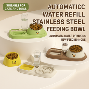 Distributeur <span class=keywords><strong>d</strong></span>'eau de voyage JZ moderne <span class=keywords><strong>en</strong></span> acier inoxydable pour chat et petit chien 2 <span class=keywords><strong>en</strong></span> 1, facile à nettoyer, design anti-bouche mouillée, motif solide, PP OEM/ODM - Product Image 4