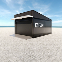 Garage de maison de conteneur plat préfabriqué portable 4.5*5.95m conception d'usine avec toit en pente en panneau sandwich et acier