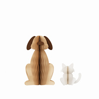 Figurines d'animaux en papier nid d'abeille Rainbowbear Golden Retriever Ragdoll, ensemble d'ornements pliables 3D écologiques, décoration de table pour chien et chat