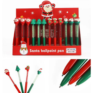Bolígrafo creativo de dibujos animados navideños personalizado con LED, diseño de alce, sombrero festivo, muñeco de nieve, set de regalo al por mayor, plástico con impresión UV - Product Image 1