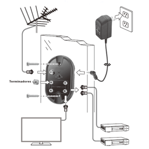 AMPLIFICADOR DE señal amplificada para televisor, dispositivo profesional de 5 vías, UHF, VHF, interior, 4 puertos, <span class=keywords><strong>TV</strong></span>, canales principales, VHF/UHF/FM - Product Image 1