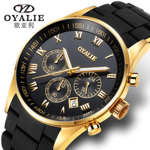 Montres de sport de luxe pour hommes, quartz, multifonctions, bracelet en acier, cadran de 43 mm de diamètre, aiguilles en acier inoxydable - Product Image 5