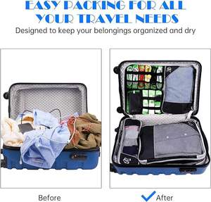 Juego al por mayor de 5 maletas de mano plegables de poliéster de gran capacidad, bolsas de lona con cierre de cremallera, organizador de viaje, almacenamiento de equipaje - Product Image 3