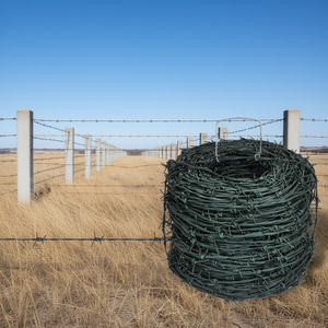 Bobine de fil barbelé vert 328,1 pieds, fil de fer galvanisé pour clôture de sécurité - Product Image 2