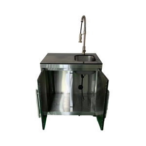 Modern Home <strong>Kitchen</strong> <strong>Modular</strong> Portable Eco-Friendly Fireproof Stainless Steel Sink Base Cabinets Black Steel Door SUS304 Luxury - Product Image 1