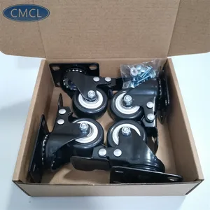 CMCL 1.5 inç 2 inç siyah jantlar döner eşya tekerleği fren poliüretan tekerleri ile