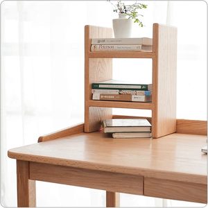 Wooden desktop bookshelf, storage rack, office <b>desk</b> organizer, dormitory <b>study</b> <b>desk</b>, multi-tiered shelf, layered storage rack - Product Image 3