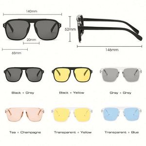 Gafas de Sol Retro de Moda 2021 para Hombre, Gafas de Sol Cuadradas con Lentes Amarillas UV400 para Conducir, para Mujer - Product Image 6
