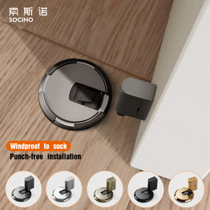 Fermaporta Moderno in Lega di Zinco Nera, Installazione Senza Foratura per Porte in Acciaio Inox e Legno, per Hotel, Arredamento, Sala da Pranzo, Casa - Product Image 6