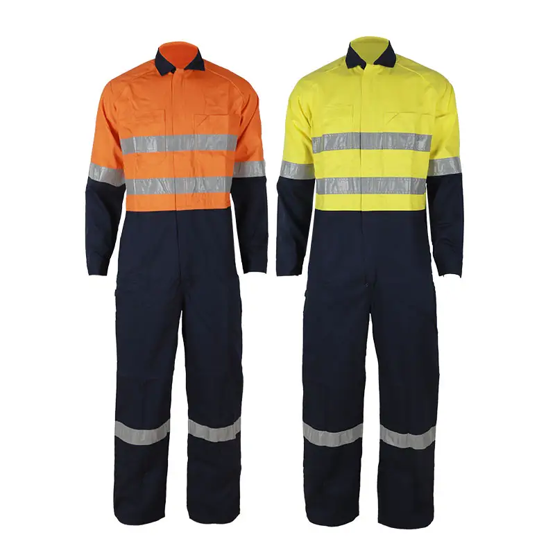 High Visibility Coverall Long Sleeve Cotton Welding Twill Overall Safety Workwear Coverall