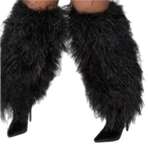 Meşgul kız RY9505 Stiletto topuklu kürk çizmeler sıcak moda yüksek topuk çizmeler kadınlar için sonbahar ve kış yeni sivri yüksek bayanlar çizmeler - Product Image 5