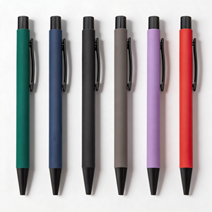 Stylo à bille de qualité supérieure en caoutchouc mat, peinture métallique, séchage rapide, gravé au laser, logo personnalisé, réunions de bureau, promotionnel - Product Image 1