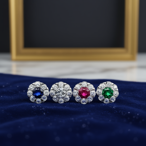 Pendientes de Diamantes de Lujo E3184, Diamantes Naturales Azules de Corte Brillante Redondo, Joyería Fina para Mujer - Product Image 2