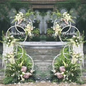 Arche personnalisée de 5 pieds <span class=keywords><strong>cercle</strong></span> de fer rond cerceau toile de fond support cadre de fleur support arc de ballon pour la décoration de pièce maîtresse de mariage - Product Image 1