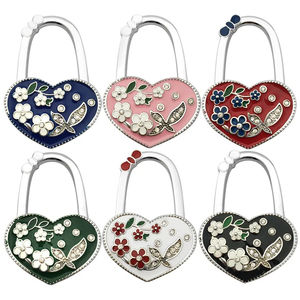 Portable pliable cristal femmes sac à main sac à main porte-sac en métal fleur en forme de coeur sac crochet cintre Table <span class=keywords><strong>accrocher</strong></span> Clip - Product Image 1
