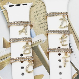 สำหรับแอปเปิ้ลวอทช์ตกแต่งแหวนเพชรเครื่องประดับนาฬิกาสมาร์ทวอทช์สายซิลิโคนอุปกรณ์เสริมเครื่องประดับโลหะตัวอักษรภาษาอังกฤษ26 - Product Image 1