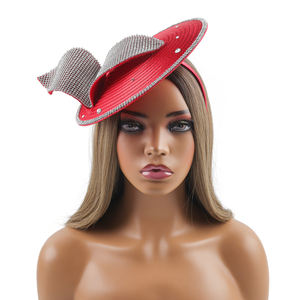Chapeau de cérémonie élégant en satin pour <span class=keywords><strong>femme</strong></span>, broderie à la main, strass, réglable, accessoire formel unique pour les fêtes du thé, les mariages - Product Image 2