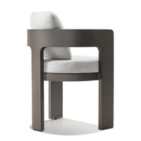 Chaise en aluminium résistante aux UV avec accoudoirs en métal, chaises minimalistes pour jardin, chaises de salle à manger, mobilier d'extérieur de luxe pour hôtel