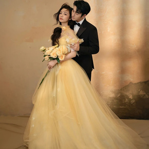Off Shoulder Beige Tulle Wedding Dress Empire Waist Ball Gown Sweetheart Neckline Vintage Style For Photography - Product Image 5