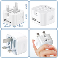 Original USB C cargador enchufe UK PD 35W QC3.0 cargador de bloque de energía cargador de pared rápido bloque teléfonos móviles tabletas enchufe de puertos duales