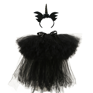 Jupe Tutu Bouffante pour Filles Nouveau Design Personnalisé Jupe Tutu <span class=keywords><strong>Licorne</strong></span> pour Fille Noire Costume d'Halloween <span class=keywords><strong>Maléfique</strong></span> en Mousseline de Soie Dentelle pour Enfants - Product Image 1
