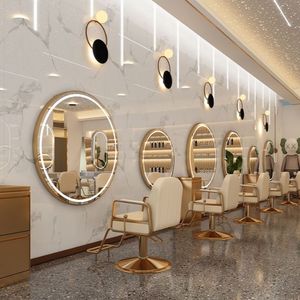 K Modern LED <b>Vanity</b> Mirror Round <b>Makeup</b> Mirror Black Frame Beauty Salon Mirror - Product Image 2