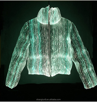 Luxe personnalisé hiver haute technologie lueur doudoune LED fibre optique pain veste unisexe chaud épais lueur manteau Flash bouffée veste support