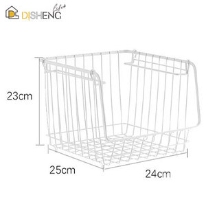 Gói <span class=keywords><strong>Stackable</strong></span> dây giỏ Kệ giỏ cho đựng thức ăn lưu trữ, giỏ kim loại lưu trữ Thùng - Product Image 2
