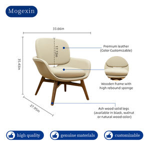 Sillón Moderno Minimalista con Acentos de Tela y Respaldo Confortable para Dormitorio, Sala de Estar, Hotel - Sillón de Lectura Extra Grande - Product Image 3