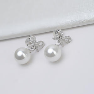 Boucles d'oreilles en argent S925, nœud baroque, support vide, bricolage, grandes perles, 8-14, accessoires en perles, support vide baroque, bricolage, grandes perles, perles - Product Image 1