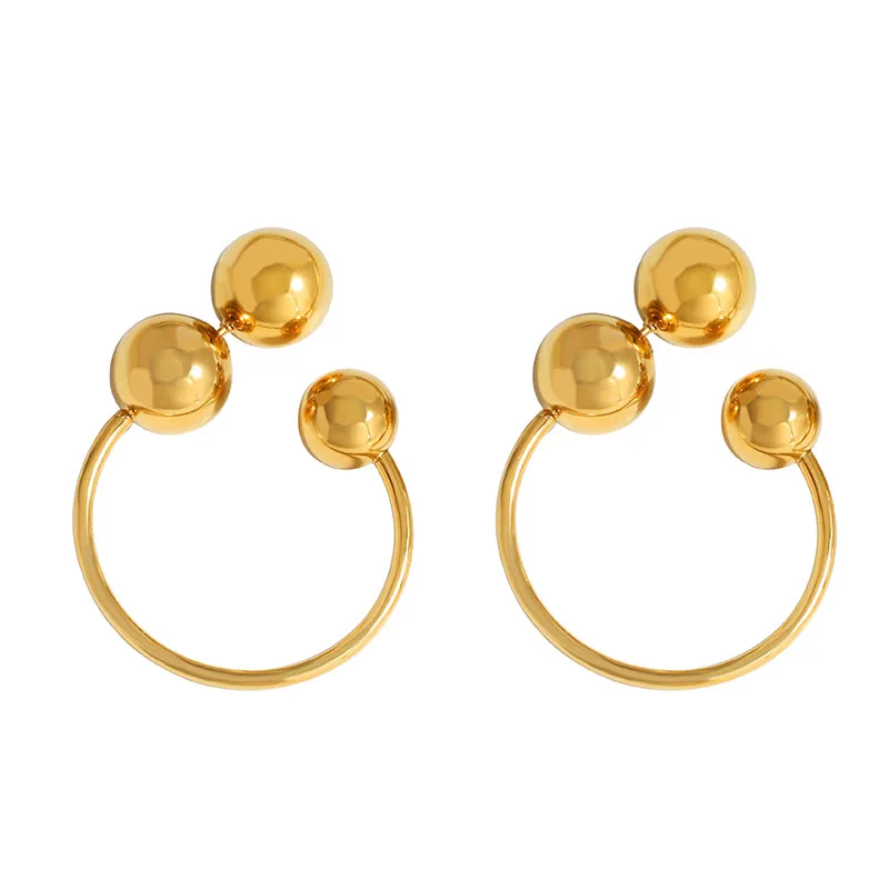 Orecchini cerchio - 30 mm - acciaio inossidabile 304L dorato x2 - Perles & Co