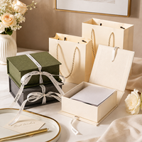 Caja de Regalo Rígida con Tapa Abatible y Lazo de Cinta Multicolor, Bolsa de Regalo de Papel a Juego, Empaque de Regalo Premium Resistente