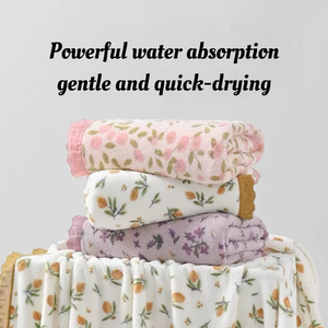 2025 asciugamano in pile di corallo di nuovo stile <span class=keywords><strong>con</strong></span> asciugamano in <span class=keywords><strong>pizzo</strong></span> ad assorbimento d'acqua Super resistente per il lavaggio del viso e il bagno - Product Image 4