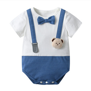 批发 100% 棉质男女通用婴儿服装套装 长袖婴儿连体衣 休闲纽扣闭合 纯色图案 派对生日 - Product Image 4