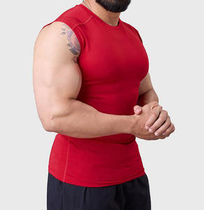 Débardeur de sport basique <span class=keywords><strong>sans</strong></span> manches pour homme, respirant, séchage rapide, en Spandex/Polyester, compression sportive pour la gym, vente en gros - Product Image 5