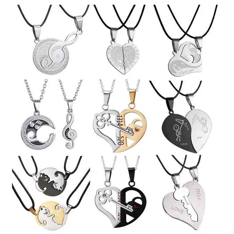 Collana di vendita calda Amazon gioielli di san valentino collane con ciondolo in acciaio inossidabile 2022 Love Key Heart coppia regali per le donne