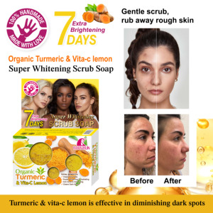 Sapone Esfoliante ROUSHUN con Vitamina C, Limone e Curcuma, Sapone Sbiancante per <span class=keywords><strong>Viso</strong></span> e Corpo - Product Image 4