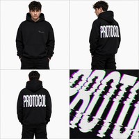 Sudadera con Capucha Oversize para Hombre al por Mayor, Estampado 3D Glitch Protocol, Holgada, Casual, Estilo Urbano, Soporte para Logotipo Personalizado