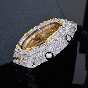 Boîtier de montre AK Gun Watch Bezel VVS Moissanite 2 tons, compatible testeur de diamant, pour GA2100, style Buss Down Bling, pièces de montre DIY, vente en gros usine - Product Image 3
