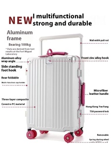 Wholesale 20/28Inch PC Trolley Bag Big Capacity Aluminum <strong>Suitcase</strong> Wide-trolley Luggage TSA <strong>Lock</strong> Carry on Bag Removable Wheels - Product Image 3