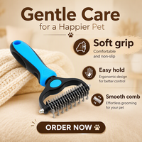 Brosse de toilettage double face en acier inoxydable écologique pour animaux de compagnie, éliminateur de poils, démêloir et peigne à sous-koir pour chiens - Vente en gros