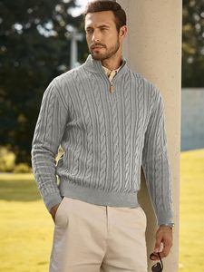 Maglione Invernale da Uomo con Zip a un Quarto, Pullover Casual Tinta Unita con Collo Alto, Anti-Piega, ODM - Product Image 2