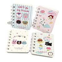 Carnet à spirale A7 avec motifs d'animaux mignons, lot de 4 designs, pages lignées, papier épais, bloc-notes de poche pour étudiants, école et cadeaux