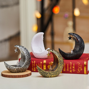 Decorazione Ramadan Lampada Luna Artigianale Ornamento Piccola Luna Illuminata Luce Stellare Eid Al-Fitr Candela LED Regalo Islamico Musulmano Popolare - Product Image 2