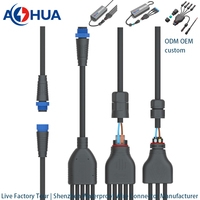 Conector de Alimentación para Controlador a Prueba de Agua con Certificación CE ROHS |   Arnés de Cables AHUA de 2 Pines con Conectores en Y, Terminales de Tornillo, Moldeado, de 1 a 5 Vías