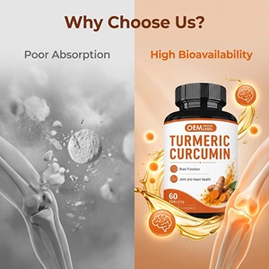 Natural <strong>Turmeric</strong> <strong>Curcumin</strong> <strong>Tablets</strong> for Brain Function Joint &amp; Cardiovascular Wellness Support Dietary Supplement OEM - Product Image 4