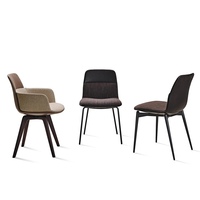 Chaise de salle à manger moderne minimaliste italienne haut de gamme, revêtement en cuir véritable, structure en acier, durable et stable pour la maison, l'hôtel, le restaurant