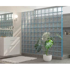 Bloque de vidrio ondulado azul claro para accesorios interiores de 19x19x8 cm - Product Image 5