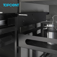 Topcen 2 niveaux aluminium verre panier d'angle magique panier d'angle aveugle tirer sur les organisateurs d'armoire à fermeture douce coin magique